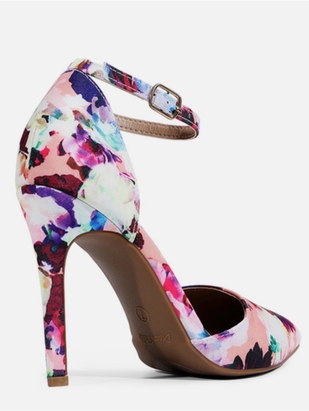 Floral Print Ankle-Strap High Heel Pumps - Pink 8.5